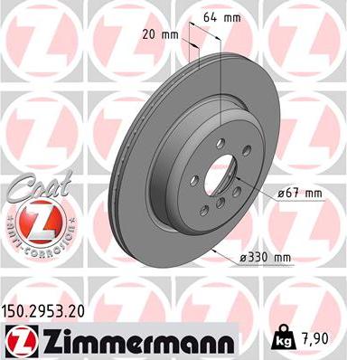 Zimmermann 150.2953.20 - Гальмівний диск autozip.com.ua