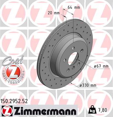 Zimmermann 150.2952.52 - Гальмівний диск autozip.com.ua