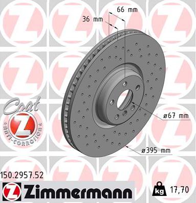 Zimmermann 150.2957.52 - Гальмівний диск autozip.com.ua