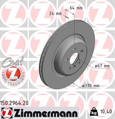 Zimmermann 150.2964.20 - Гальмівний диск autozip.com.ua