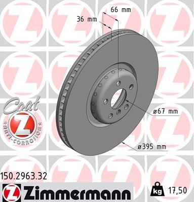 Zimmermann 150.2963.32 - Гальмівний диск autozip.com.ua