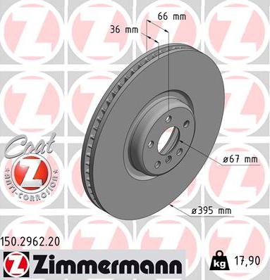 Zimmermann 150.2962.20 - Гальмівний диск autozip.com.ua