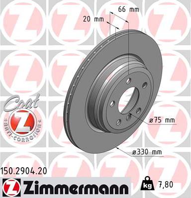 Zimmermann 150.2904.20 - Гальмівний диск autozip.com.ua