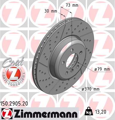 Zimmermann 150.2905.20 - Гальмівний диск autozip.com.ua