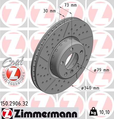 Zimmermann 150.2906.32 - Гальмівний диск autozip.com.ua