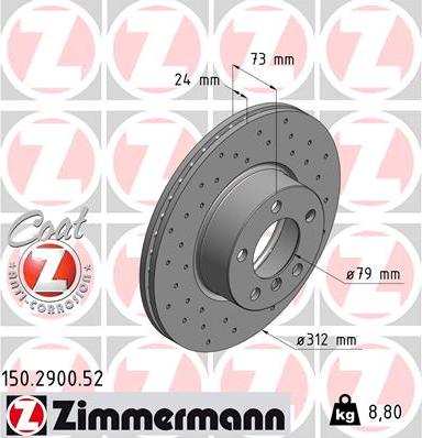 Zimmermann 150.2900.52 - Гальмівний диск autozip.com.ua
