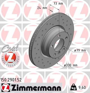 Zimmermann 150.2901.52 - Гальмівний диск autozip.com.ua