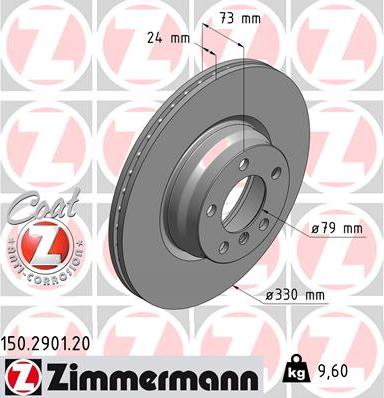 Zimmermann 150.2901.20 - Гальмівний диск autozip.com.ua