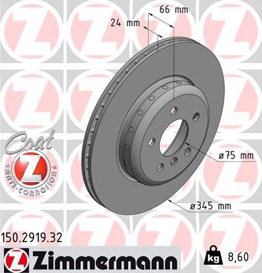 Zimmermann 150.2919.32 - Гальмівний диск autozip.com.ua