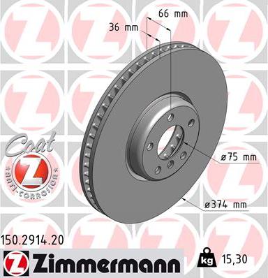 Zimmermann 150.2914.20 - Гальмівний диск autozip.com.ua