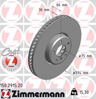Zimmermann 150.2915.20 - Гальмівний диск autozip.com.ua
