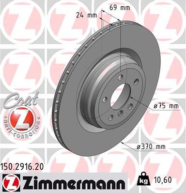 Zimmermann 150.2916.20 - Гальмівний диск autozip.com.ua