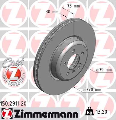 Zimmermann 150.2911.20 - Гальмівний диск autozip.com.ua