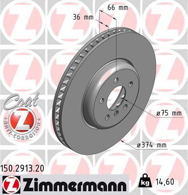 Zimmermann 150.2913.20 - Гальмівний диск autozip.com.ua