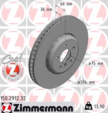 Zimmermann 150.2912.32 - Гальмівний диск autozip.com.ua