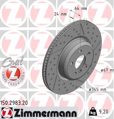 Zimmermann 150.2983.20 - Гальмівний диск autozip.com.ua