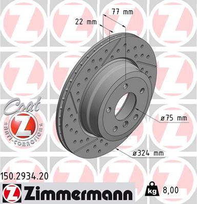 Zimmermann 150.2934.20 - Гальмівний диск autozip.com.ua