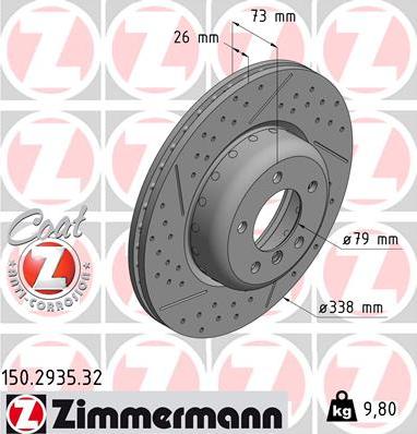 Zimmermann 150.2935.32 - Гальмівний диск autozip.com.ua