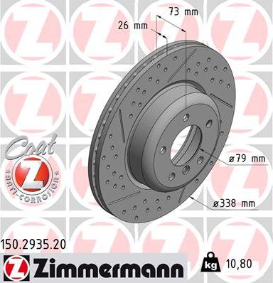 Zimmermann 150.2935.20 - Гальмівний диск autozip.com.ua