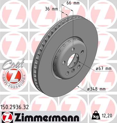 Zimmermann 150.2936.32 - Гальмівний диск autozip.com.ua