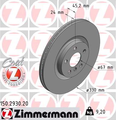 Zimmermann 150.2930.20 - Гальмівний диск autozip.com.ua