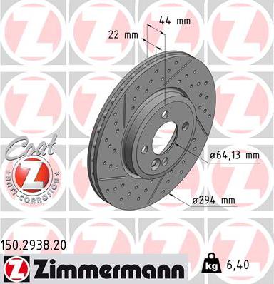 Zimmermann 150.2938.20 - Гальмівний диск autozip.com.ua