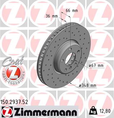 Zimmermann 150.2937.52 - Гальмівний диск autozip.com.ua