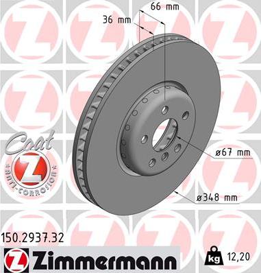 Zimmermann 150.2937.32 - Гальмівний диск autozip.com.ua