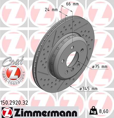 Zimmermann 150.2920.32 - Гальмівний диск autozip.com.ua