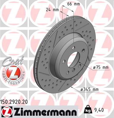 Zimmermann 150.2920.20 - Гальмівний диск autozip.com.ua