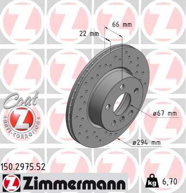 Zimmermann 150.2975.52 - Гальмівний диск autozip.com.ua