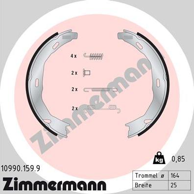 Zimmermann 10990.159.9 - Комплект гальм, ручник, парковка autozip.com.ua