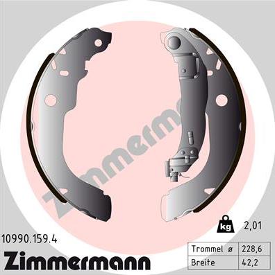 Zimmermann 10990.159.4 - Комплект гальм, барабанний механізм autozip.com.ua