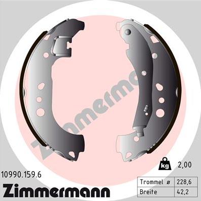 Zimmermann 10990.159.6 - Комплект гальм, барабанний механізм autozip.com.ua