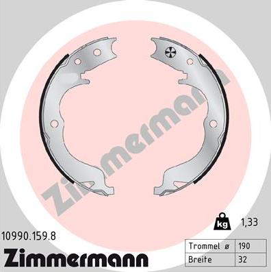 Zimmermann 10990.159.8 - Комплект гальм, ручник, парковка autozip.com.ua