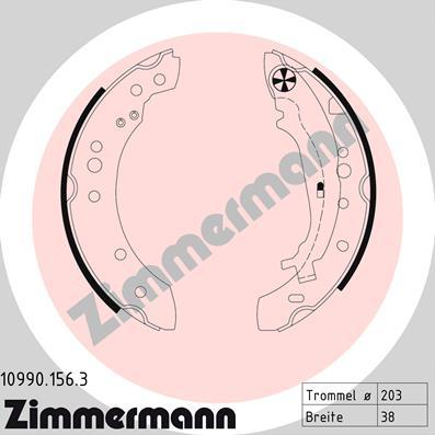 Zimmermann 10990.156.3 - Комплект гальм, барабанний механізм autozip.com.ua