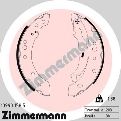 Zimmermann 10990.158.5 - Комплект гальм, барабанний механізм autozip.com.ua