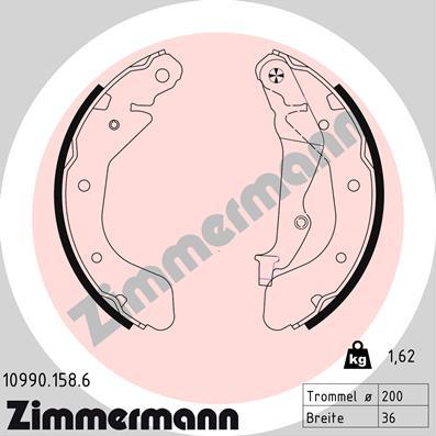 Zimmermann 10990.158.6 - Комплект гальм, барабанний механізм autozip.com.ua