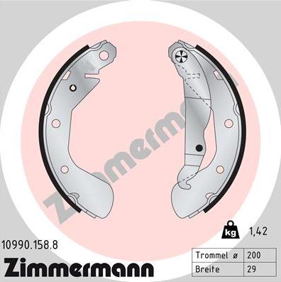 Zimmermann 10990.158.8 - Комплект гальм, барабанний механізм autozip.com.ua