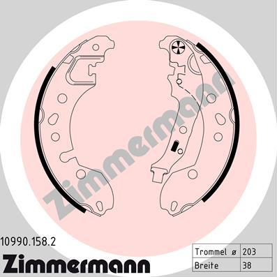 Zimmermann 10990.158.2 - Комплект гальм, барабанний механізм autozip.com.ua