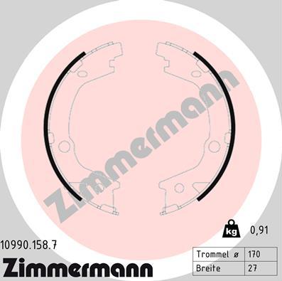 Zimmermann 10990.158.7 - Комплект гальм, ручник, парковка autozip.com.ua