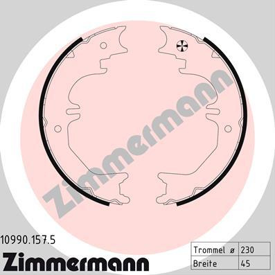 Zimmermann 10990.157.5 - Комплект гальм, ручник, парковка autozip.com.ua