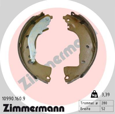 Zimmermann 10990.160.9 - Комплект гальм, барабанний механізм autozip.com.ua