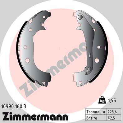 Zimmermann 10990.160.3 - Комплект гальм, барабанний механізм autozip.com.ua