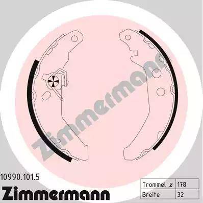 Zimmermann 10990.101.5 - Комплект гальм, барабанний механізм autozip.com.ua