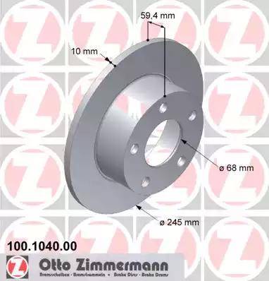 Zimmermann 100.1040.00 - Гальмівний диск autozip.com.ua