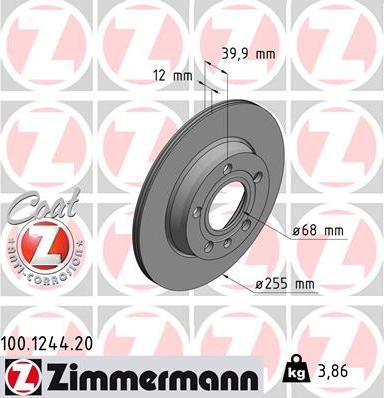 Zimmermann 100.1244.20 - Гальмівний диск autozip.com.ua