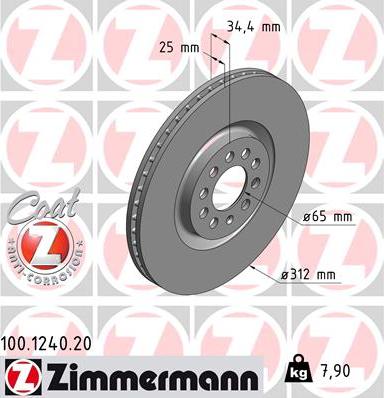 Zimmermann 100.1240.20 - Гальмівний диск autozip.com.ua