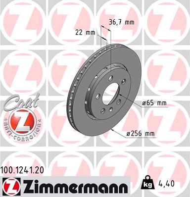 Zimmermann 100.1241.20 - Гальмівний диск autozip.com.ua