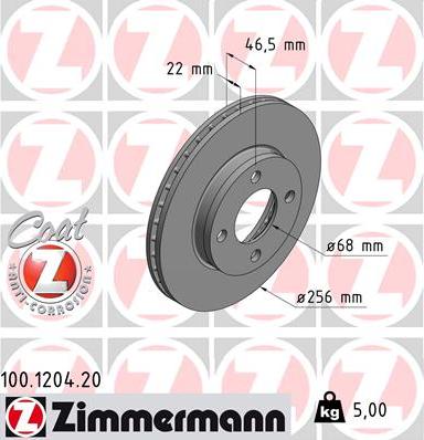 Zimmermann 100.1204.20 - Гальмівний диск autozip.com.ua